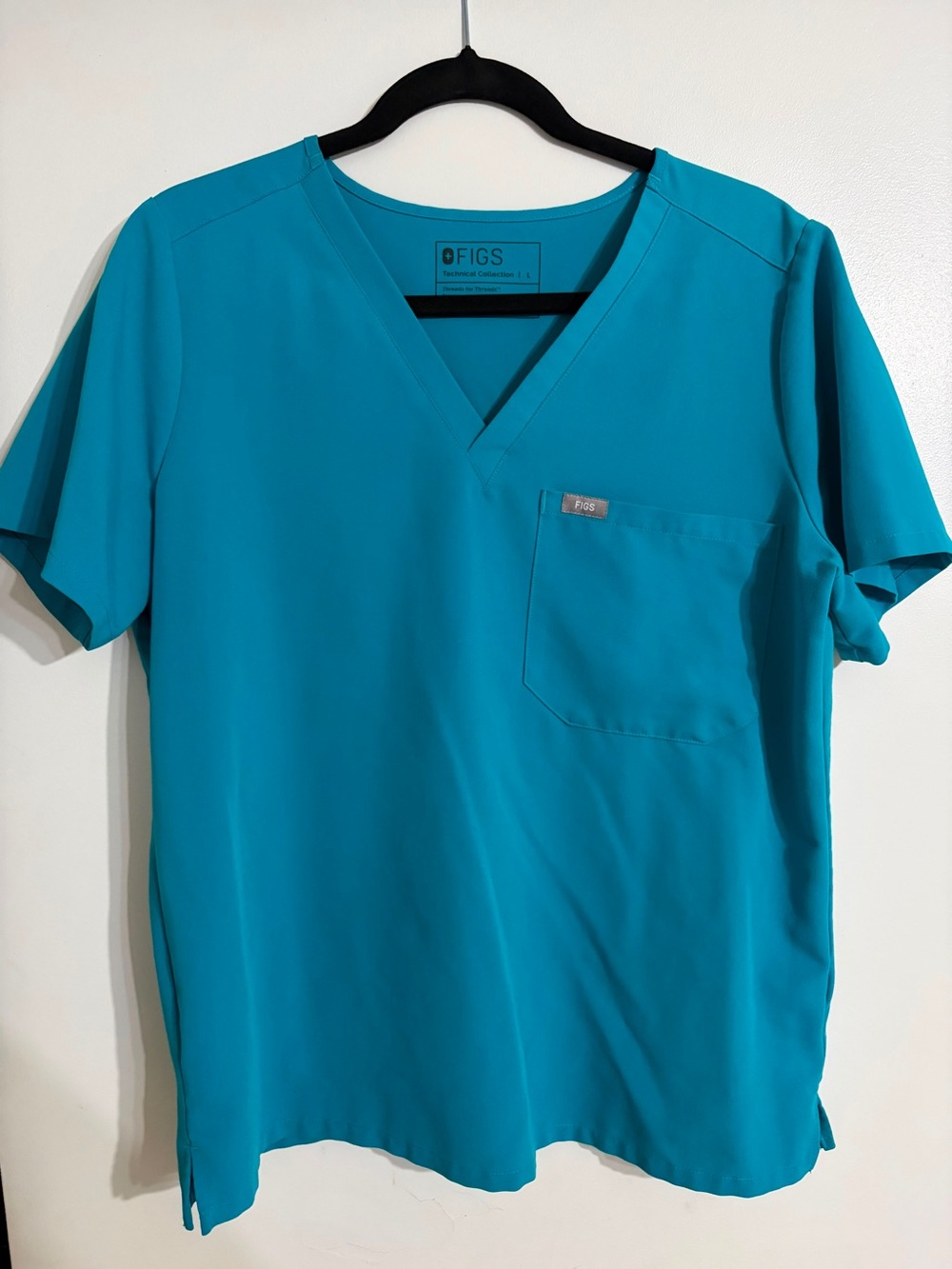 FIGS Women's Teal V-Neck Short Sleeve Scrub Top